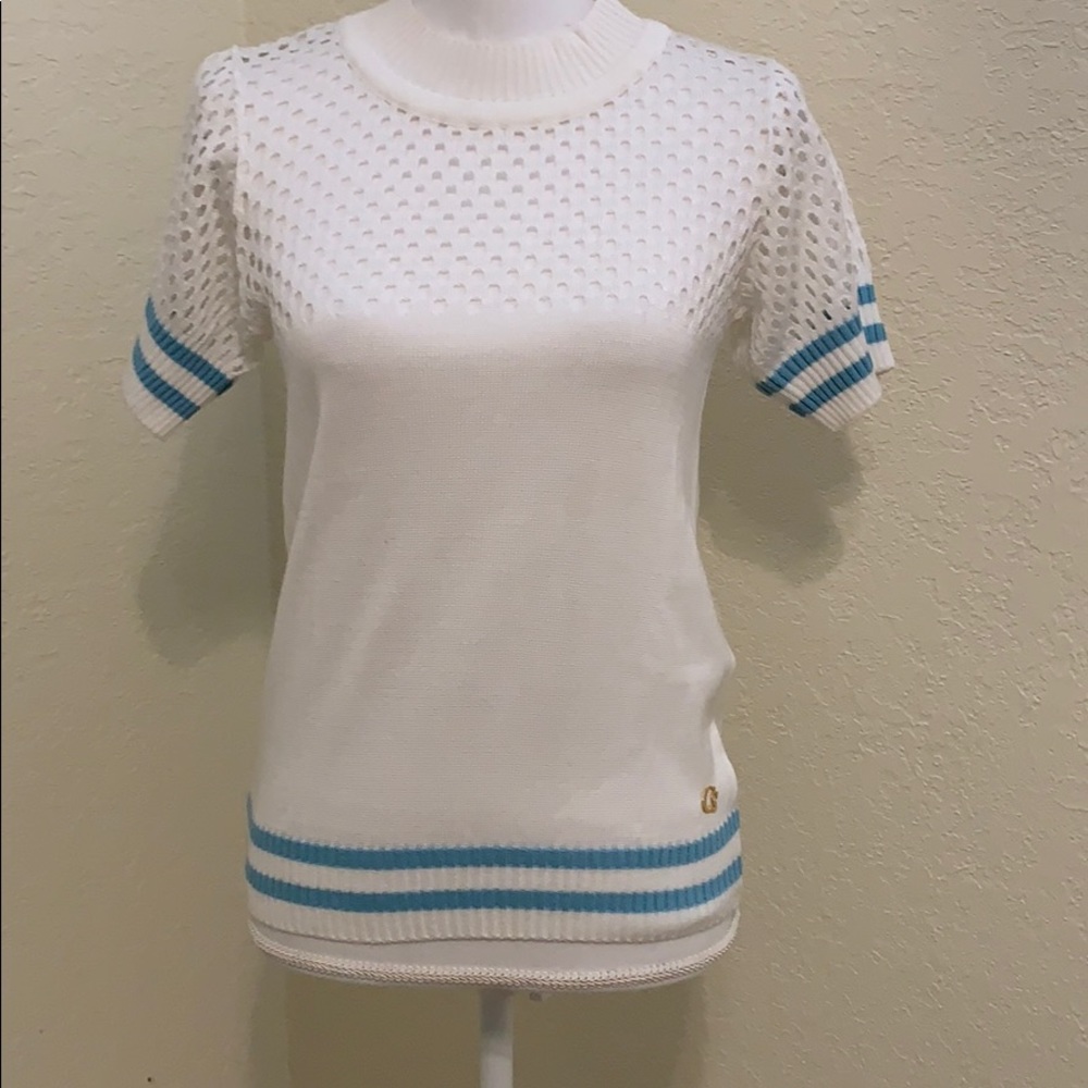 White short sleeve sweater Petite